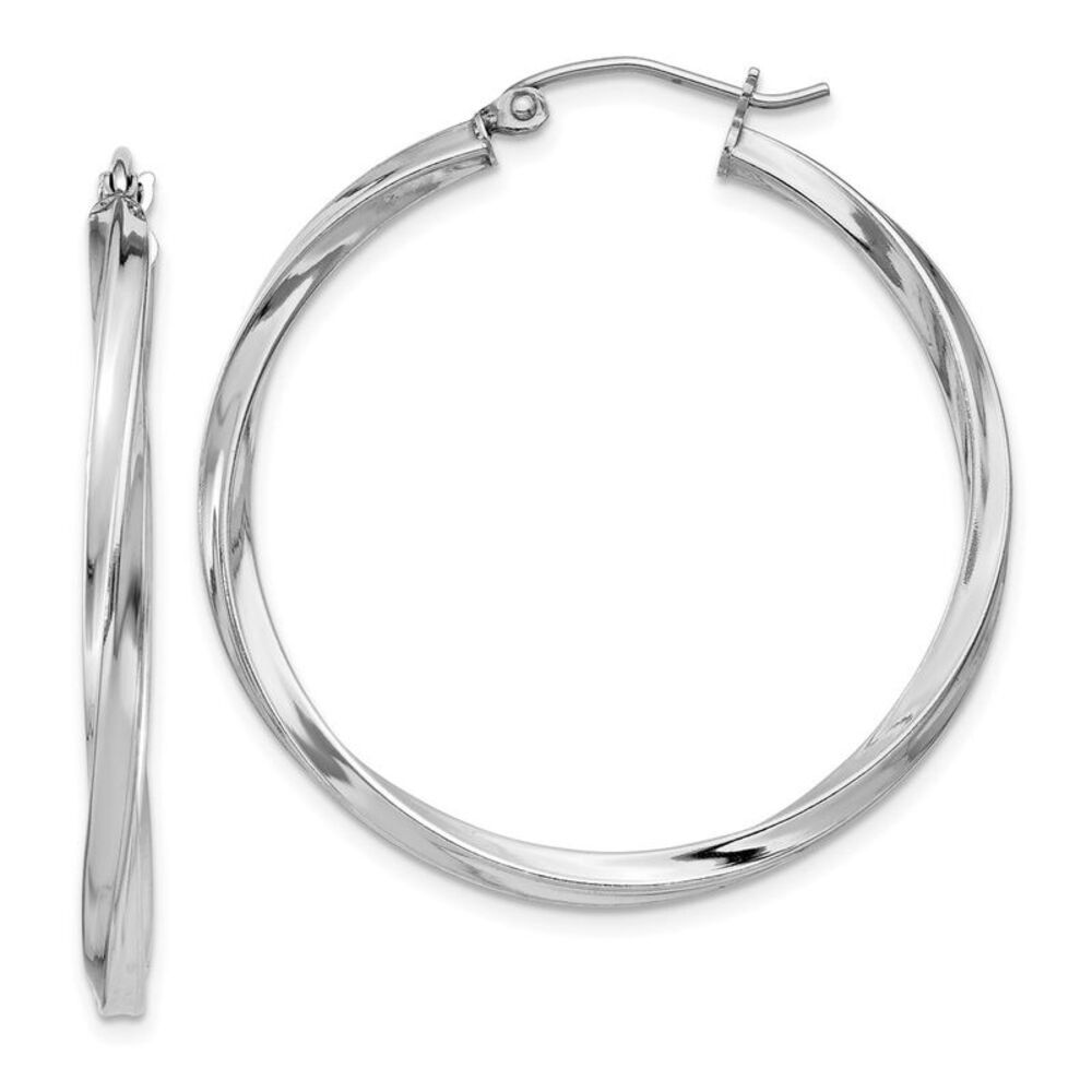 2.5mm Sterling Silver, Twisted Round Hoop Earrings, 35mm (1 3/8 In)